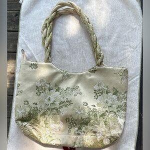 Floral Cream and Green Shoulder Purse